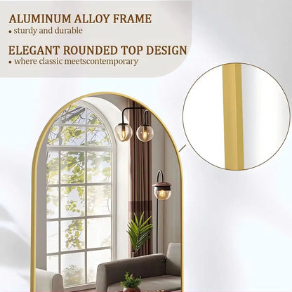 Arched Full Length Mirror – 71"x26" Full Body Floor Mirror, Standing, Hanging or Leaning Wall Mount with Stand