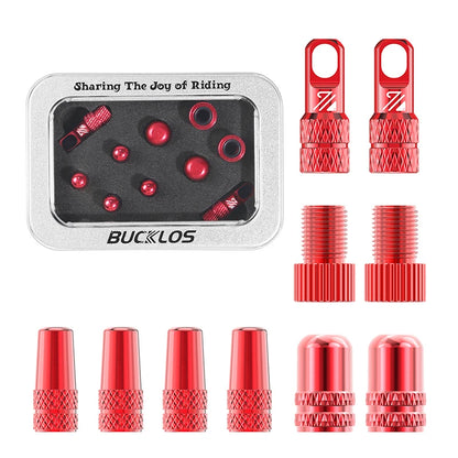 BUCKLOS F/V to A/V Valve Adapter – Aluminum Alloy Presta to Schrader Converter with Durable Bicycle Valve Cap