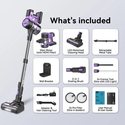 INSE S10 Cordless Vacuum Cleaner - 6 in 1 Stick Vacuum, 30KPa 350W Suction, Up to 50 Min Runtime, Rechargeable