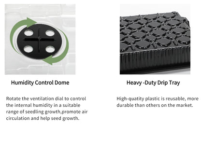 2-Pack 80-Cell Seed Germination Tray Set — High-Dome Seed Starter Kit with 4 LED Grow Lights & Intelligent Timer