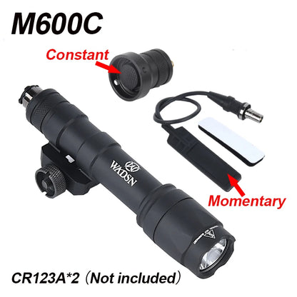 WADSN Airsoft M600C/M600/M300 Tactical Scout Light – AR15 Rifle LED Flashlight, Hunting Spotlight, 20mm Rail Mount