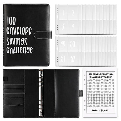 100 Envelopes Money Saving Challenge Binder – Password Lock Budget Organizer for Cash, Expense & Cost Management Notebook Binder