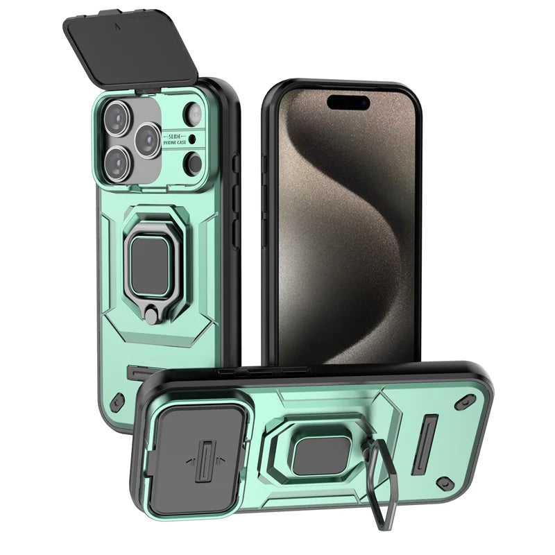Armor iPhone 17 Pro Max Case – Slide Camera Protection with Ring Holder Cover
