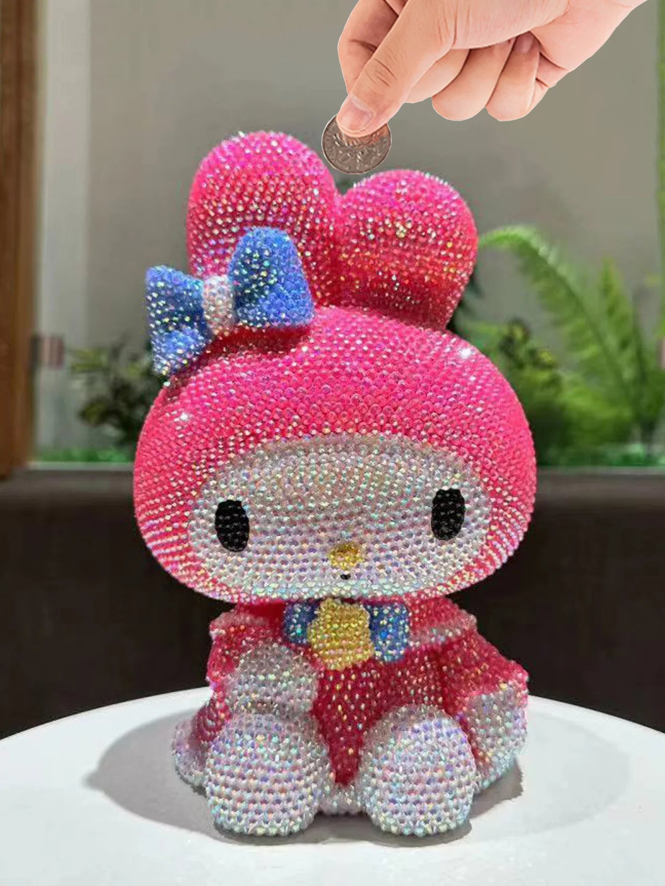 Hot Sale DIY Anime Piggy Bank – Cartoon Melody & Hello Kitty Diamond Stick Figurine Model Gift Statue Doll