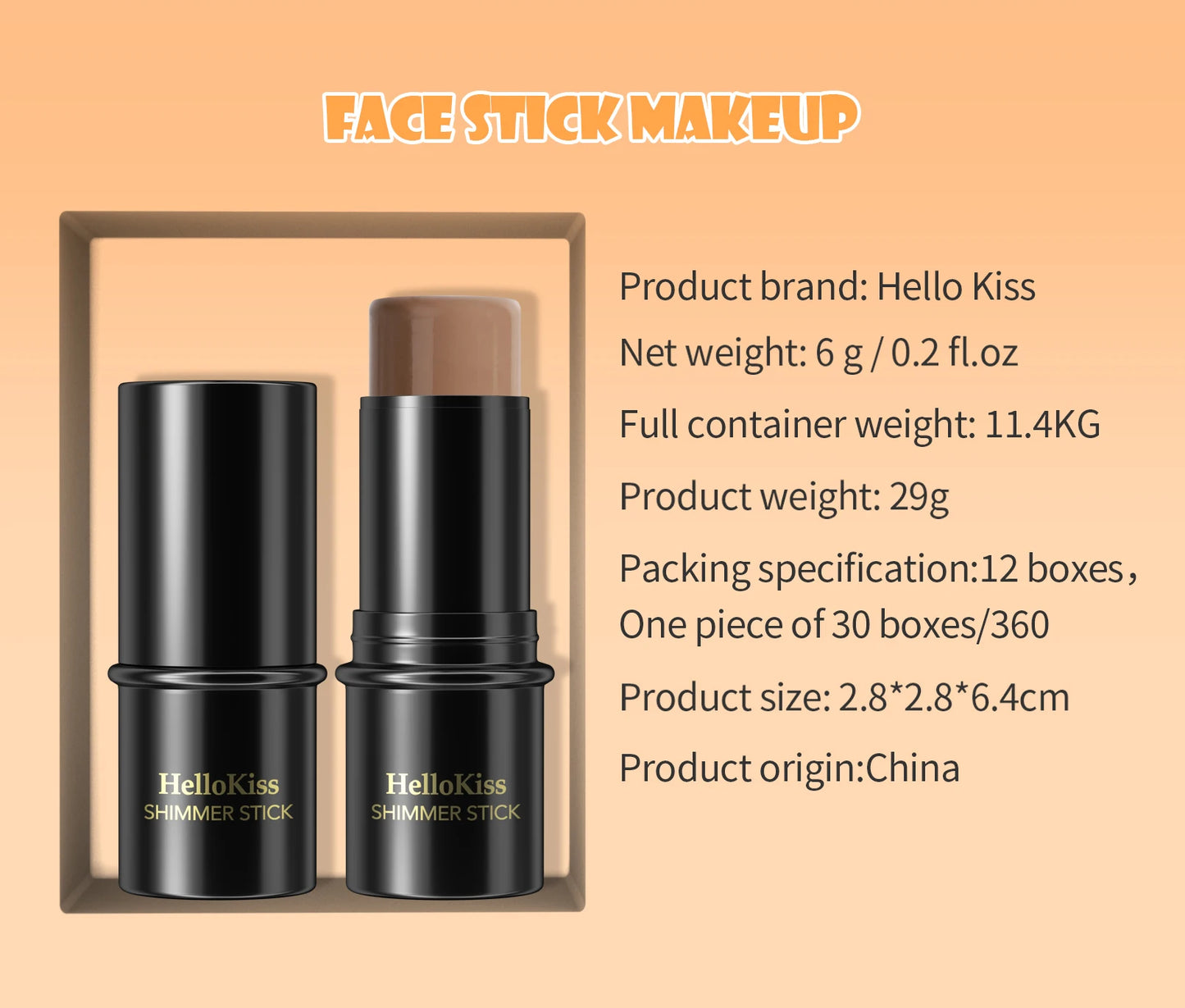 Face Brown Bronzer Contour Stick - Foundation Makeup Pen, Long-Lasting Smooth Contour, Shadow Blusher & Highlight Concealer Cosmetics