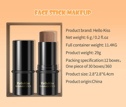 Face Brown Bronzer Contour Stick - Foundation Makeup Pen, Long-Lasting Smooth Contour, Shadow Blusher & Highlight Concealer Cosmetics