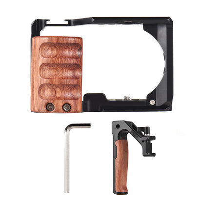 Andoer Camera Cage + Top Handle Kit - Aluminum Alloy Video Cage with Cold Shoe Mount, 1/4" & 3/8" Threads for Sony ZV-E10