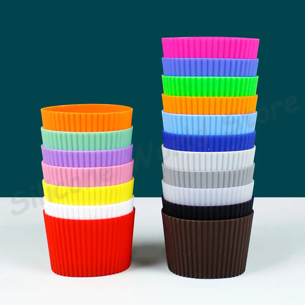 Silicone Coffee Cup Cover & Sleeve — Anti-Scalding, Anti-Slip Universal Tapered Thread Mug Protector for Ceramic & Glass Cups
