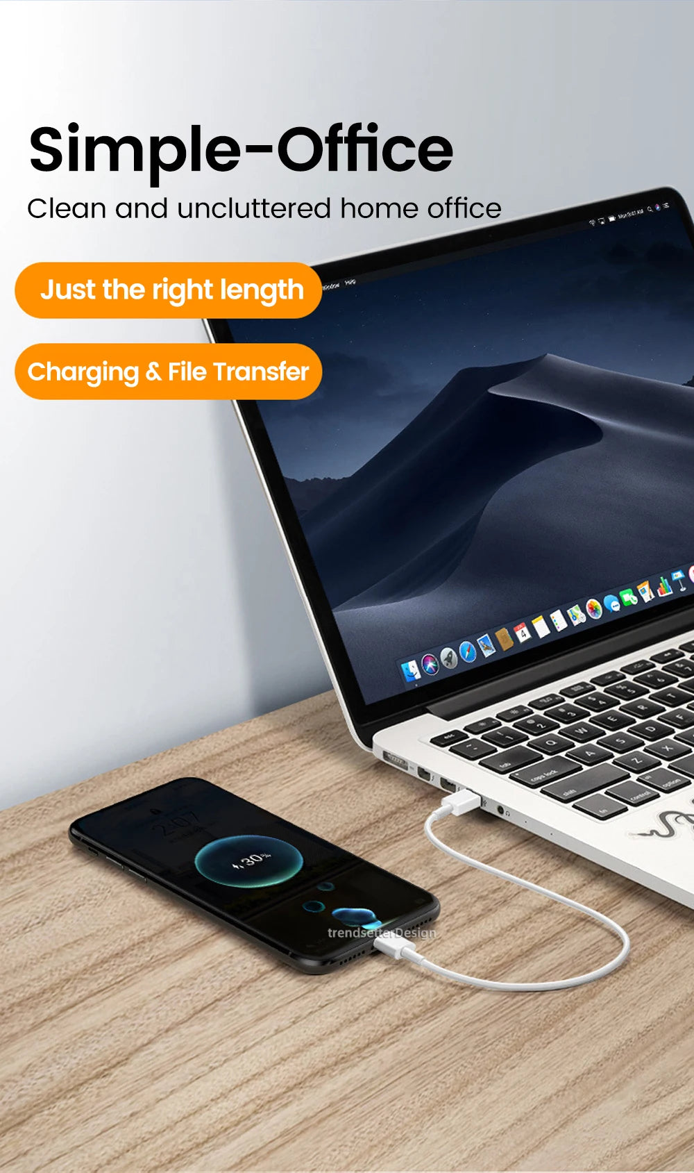 30cm USB-C to USB-C Fast Charging Cable – Compatible with iPhone 15, Xiaomi, Samsung, Huawei & Power Banks