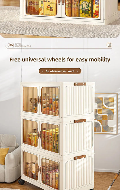 Large Capacity Collapsible Storage Bin — Plastic Organizer with Lid for Clothes, Toys & Blankets, Stackable & Portable for Bedroom or Nursery