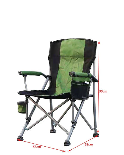 Outdoor Folding Fishing Chair – Large Camping Chair with Backrest, Armrests & Cup Holder