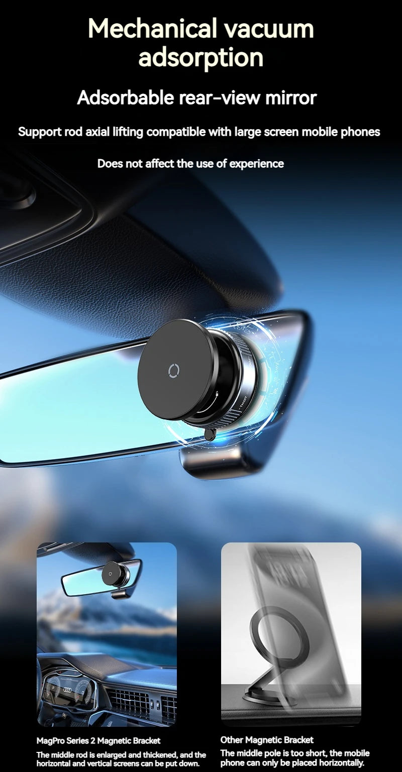 Vacuum Magnetic Car Phone Holder – Universal Suction Cup, Mirror & Shower Stand for iPhone 16/15/14/13/12 Pro Max, Samsung