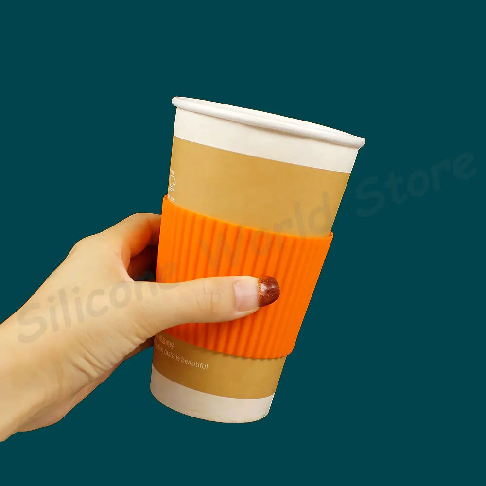 Silicone Coffee Cup Cover & Sleeve — Anti-Scalding, Anti-Slip Universal Tapered Thread Mug Protector for Ceramic & Glass Cups