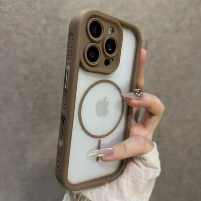 Luxury Matte MagSafe Transparent Case — Shockproof Magnetic Bumper Cover for iPhone 11–17 Pro/Max/Plus/Air