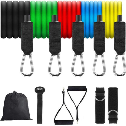 11Pcs Elastic Resistance Bands Set for Fitness, Bodybuilding & Home Gym Workouts