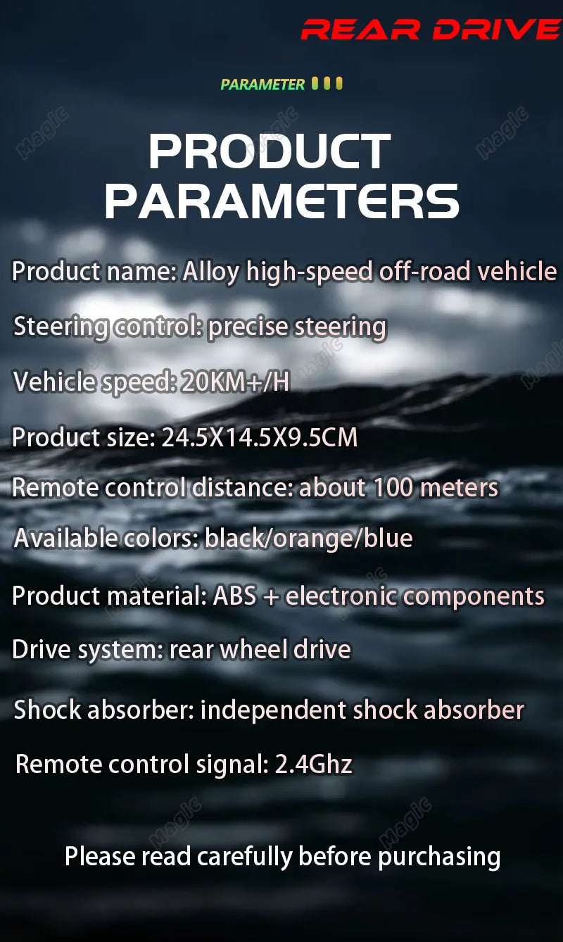 DK087 1:16 2WD Brushless High-Speed RC Drift Car – Off-Road Remote Control Truck with LED Lights, 20KM/H Racing Toy Model