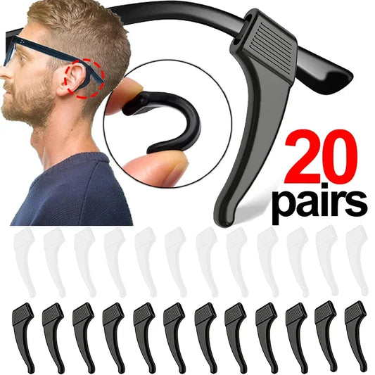 2/40PCS Silicone Ear Hooks for Glasses | Anti-Slip Eyewear Grip, Temple Sleeve & Sunglasses Holder Accessories