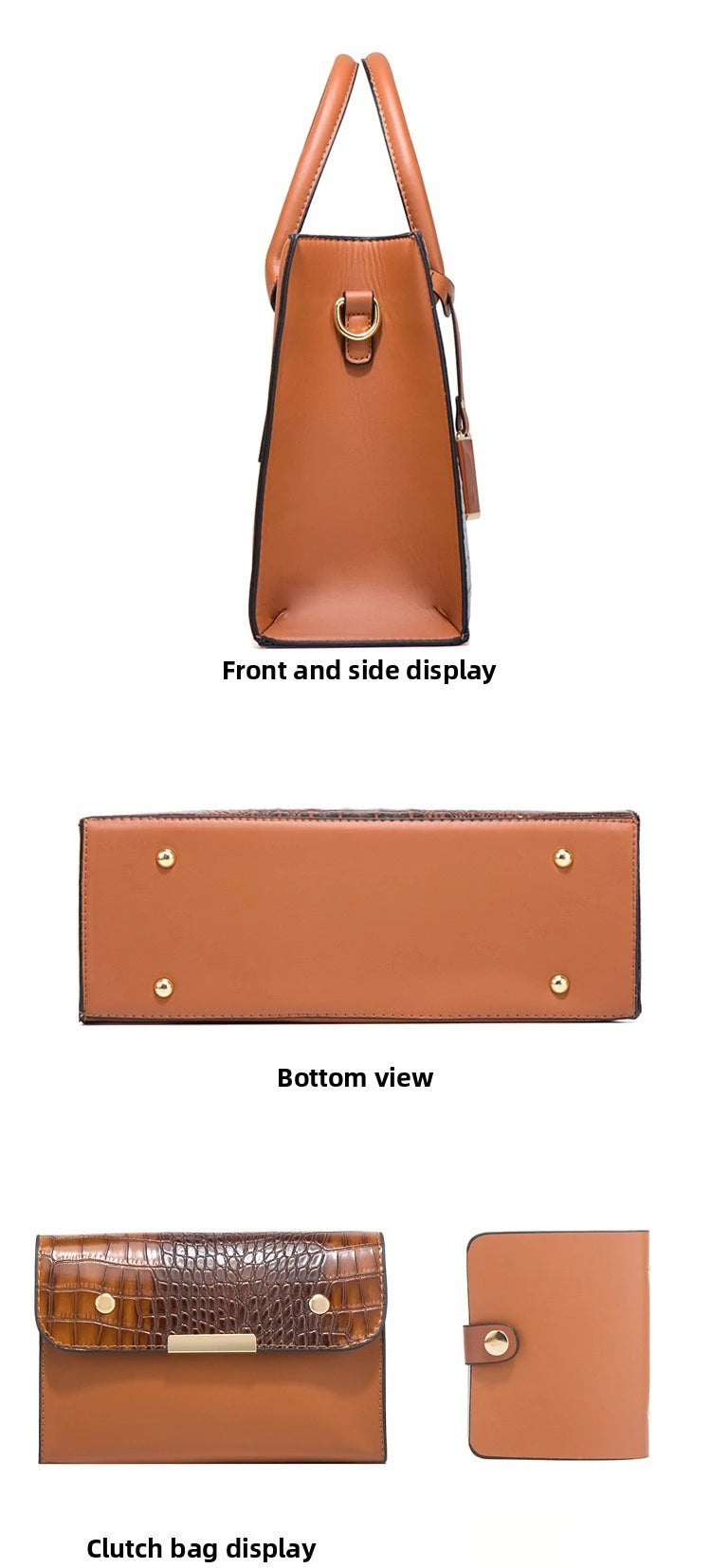 New Crocodile Pattern Handbag Set for Women — 3Pcs Tote, Shoulder Bag & Clutch, Large Capacity Fashion Set