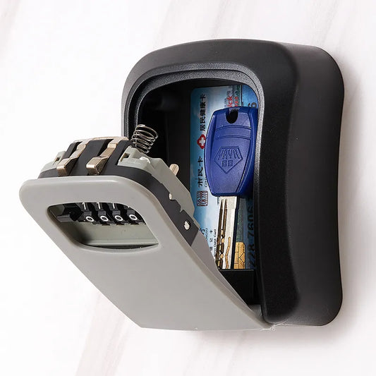 Wall-Mounted Key Lock Box with 4-Digit Code - Keyless Security Safe for Home and Office, Secret Key Storage Organizer