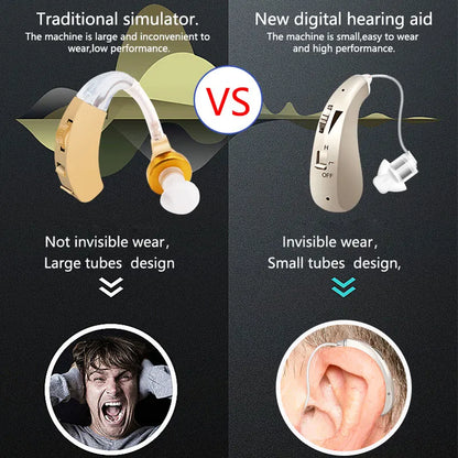 Rechargeable Invisible Hearing Aid: Mini Digital Sound Amplifier for Elderly with Deafness - Ideal for Severe Hearing Loss