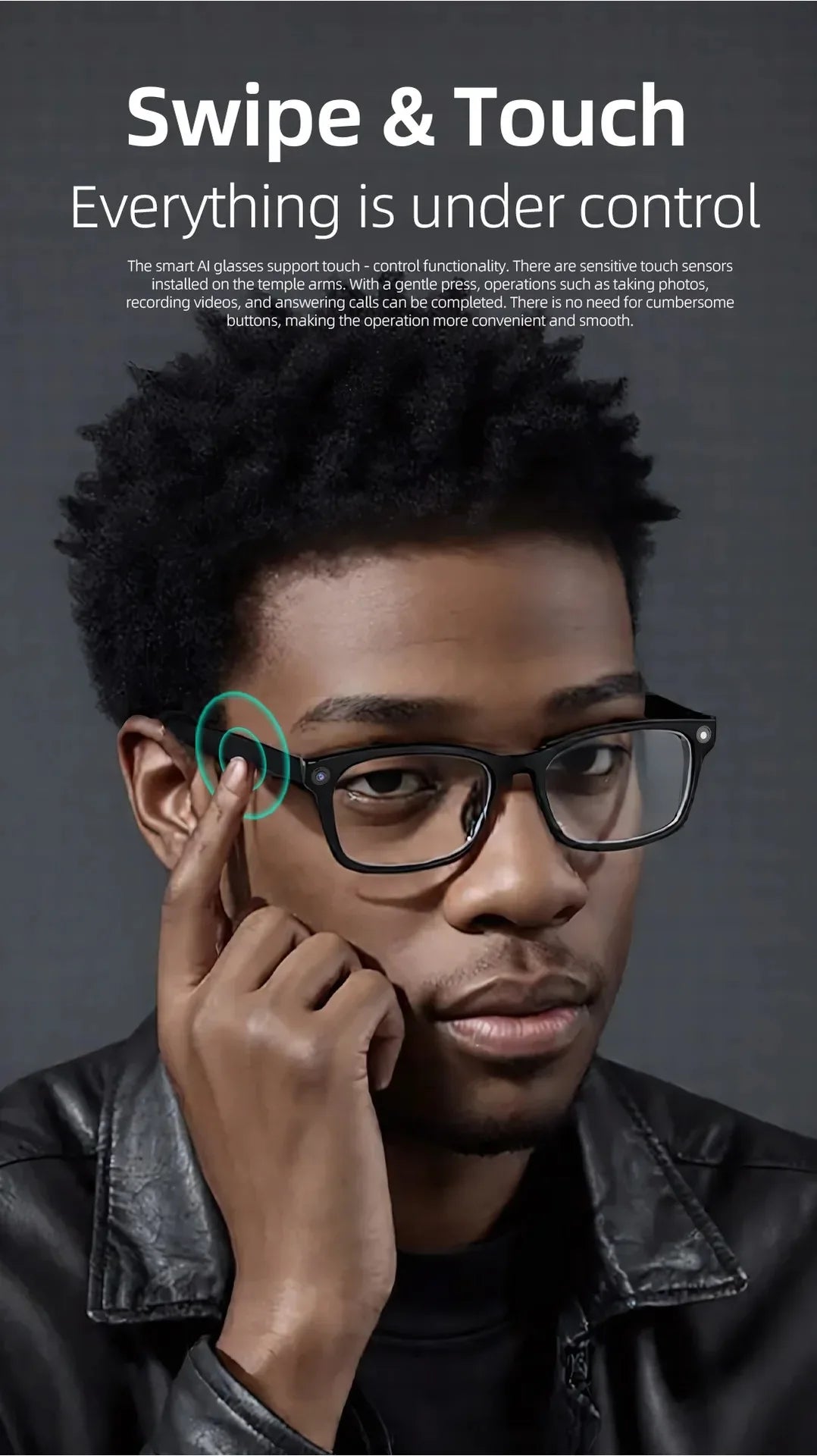 AI Smart Glasses with HD Anti-Shake Camera — Video Recording, Voice Call, Noise Reduction, Wireless Bluetooth Headset Goggles