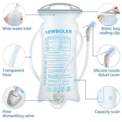 NEWBOLER Outdoor Sport Water Bladder — 1.5L/2L/3L TPU Soft Flask for Camping, Running & Biking