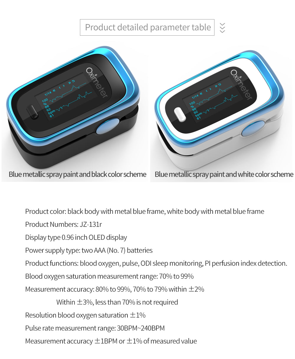 Portable Medical Finger Pulse Oximeter – OLED Display, SPO2, PR, Sleep Monitor, 8-Hour Battery Life