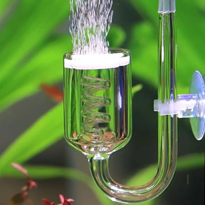 Glass CO2 Diffuser for Aquarium — Spiral Carbon Dioxide Atomizer with Suction Cup