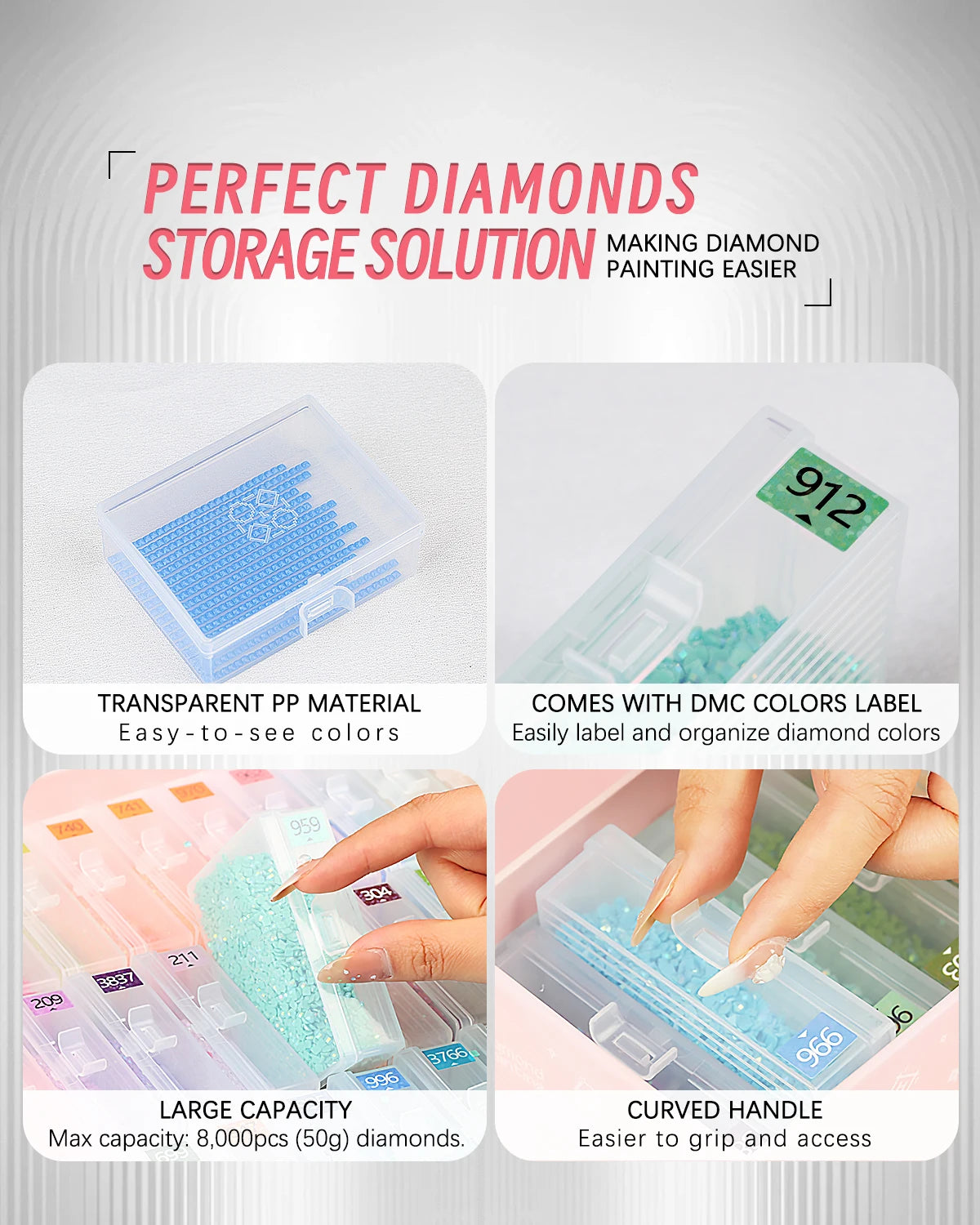 45pcs Diamond Painting Accessories – 2 in 1 Storage Trays with Lids & Bead Organizer