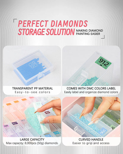 45pcs Diamond Painting Accessories – 2 in 1 Storage Trays with Lids & Bead Organizer