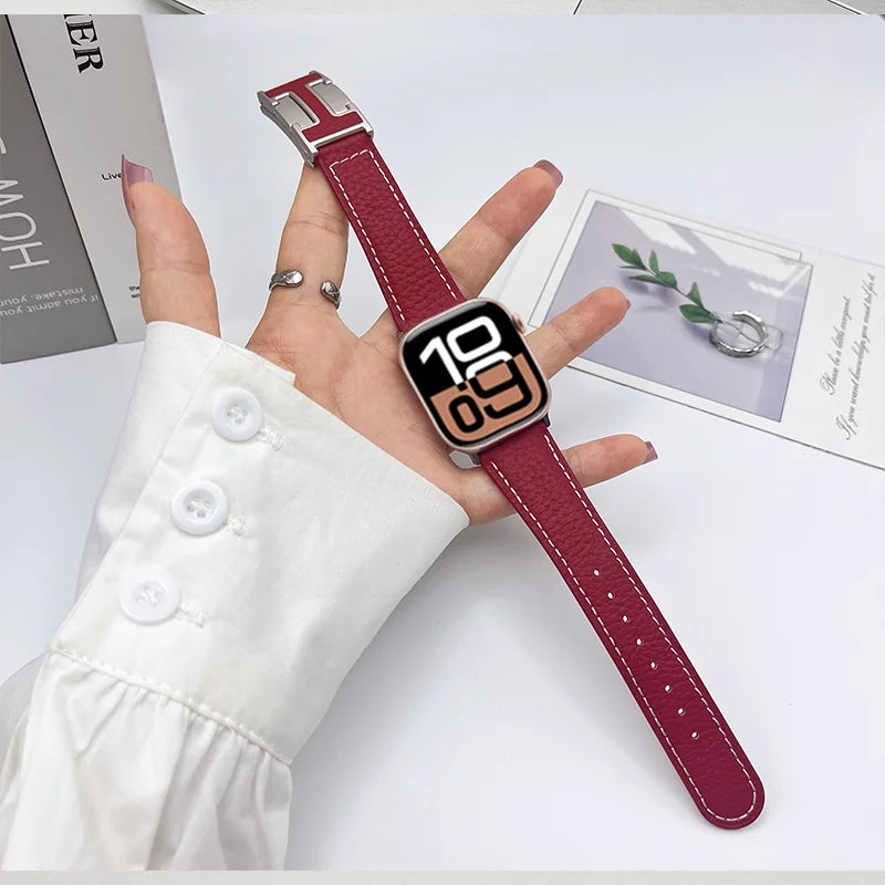 Genuine Leather Straps for Apple Watch – 40mm-49mm Bands for Series 5/6/7/8/9/10, SE & Ultra
