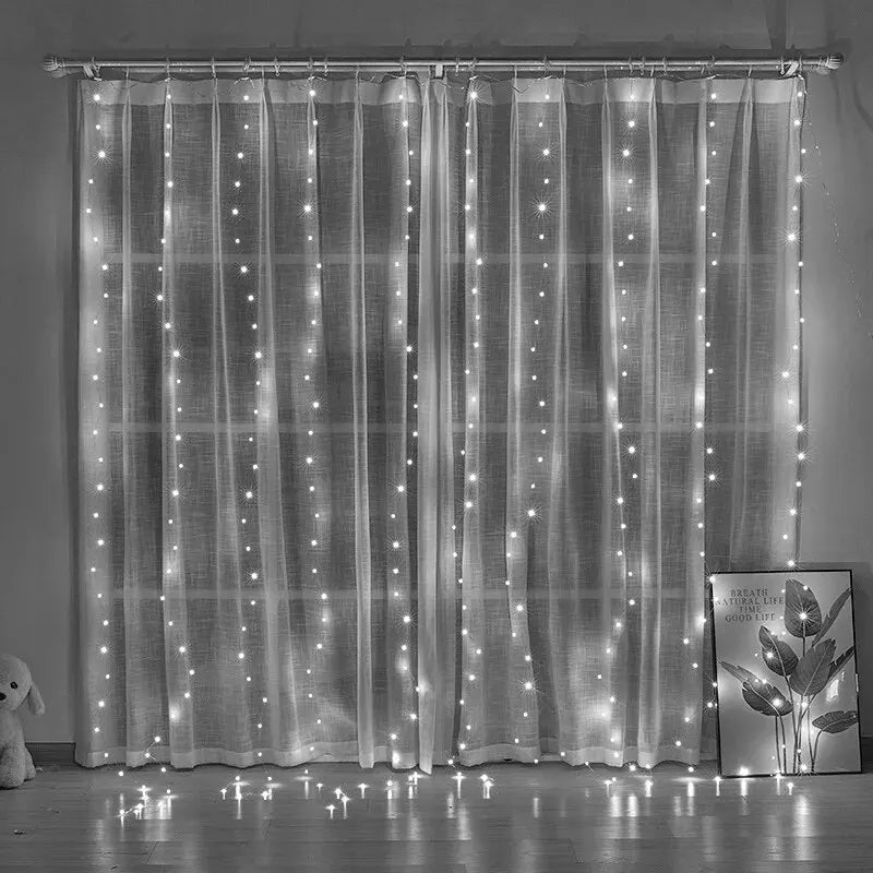 USB LED Curtain String Lights — 3x3/3x2/3x1 Fairy Light Garland for Christmas, Wedding, Home & Bedroom Decoration