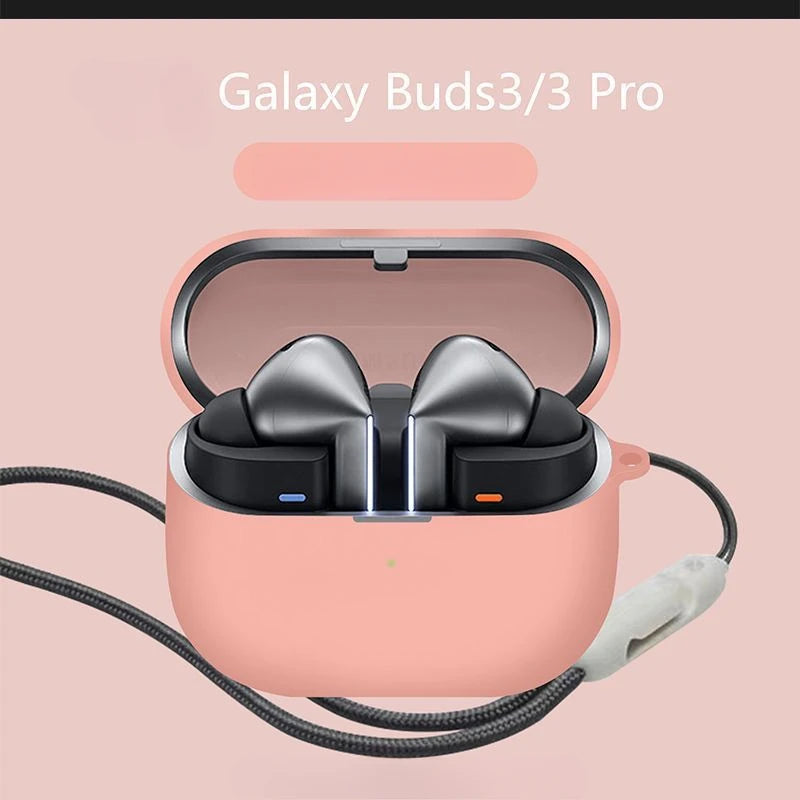 Bluetooth Earphone Case for Samsung Galaxy Buds 3 Pro – Soft Silicone Protective Cover with Lanyard