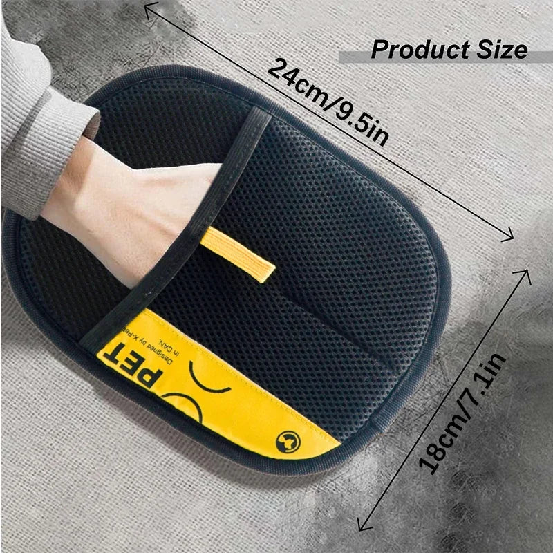 Pet Hair Remover Gloves for Cats & Dogs — Reusable Electrostatic Grooming Glove with 2-in-1 Lint Roller Brush, Safe & Washable