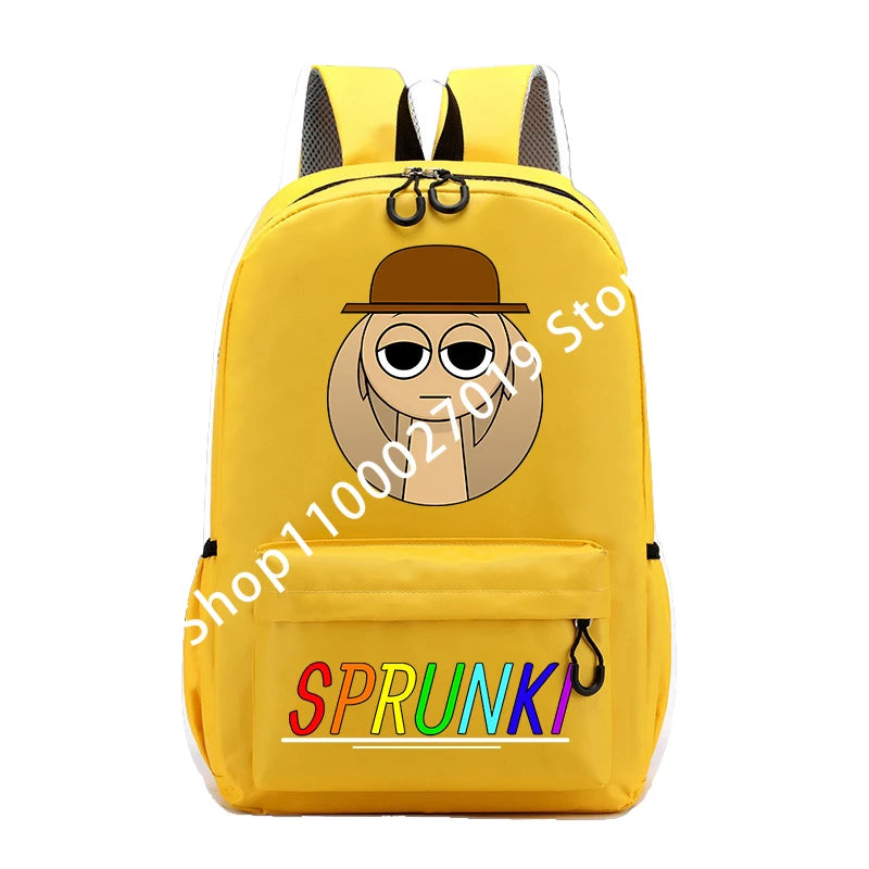 Sprunkis Cartoon Anime Backpack for Boys & Girls – Breathable, Wear-Resistant Canvas Schoolbag for Kids