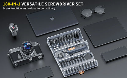 180-in-1 Precision Screwdriver Set – Magnetic Bits, Professional Repair Tool Kit for iPhone, Watch, Glasses & More with Storage Box