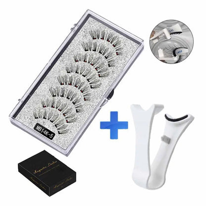 3D Natural Magnetic Eyelashes – 5 Magnetic Lashes with Handmade Gift Box, Reusable Extensions