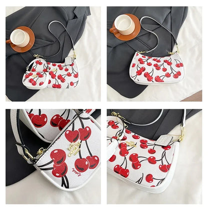2025 Modern Vintage Cherry Crossbody Bag – Mahjong-Style Chain Shoulder & Underarm Bag, Women’s Light Luxury