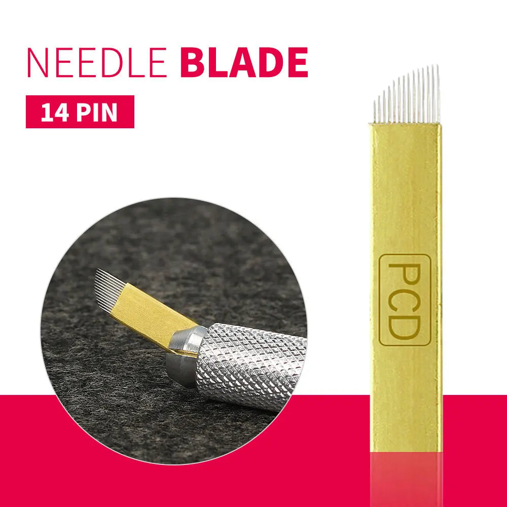 50pcs PCD Microblading Eyebrow Needles – F12/14/19 Tebori Blades for 3D Embroidery Manual Pen