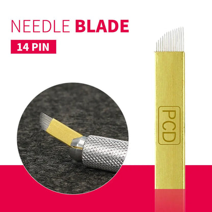 50pcs PCD Microblading Eyebrow Needles – F12/14/19 Tebori Blades for 3D Embroidery Manual Pen