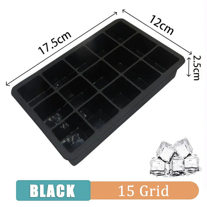 Silicone Ice Cube Maker with Lid - 4/6/8/15 Grid Ice Tray for Bar & Household Use, Ice Ball & Cube Mold
