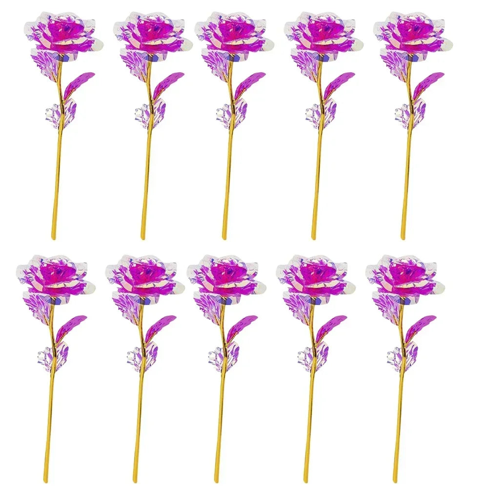 10PCS 24K Foil Plated Rose Gold Roses – Valentine’s Day, Wedding & Forever Love Decorative Gift