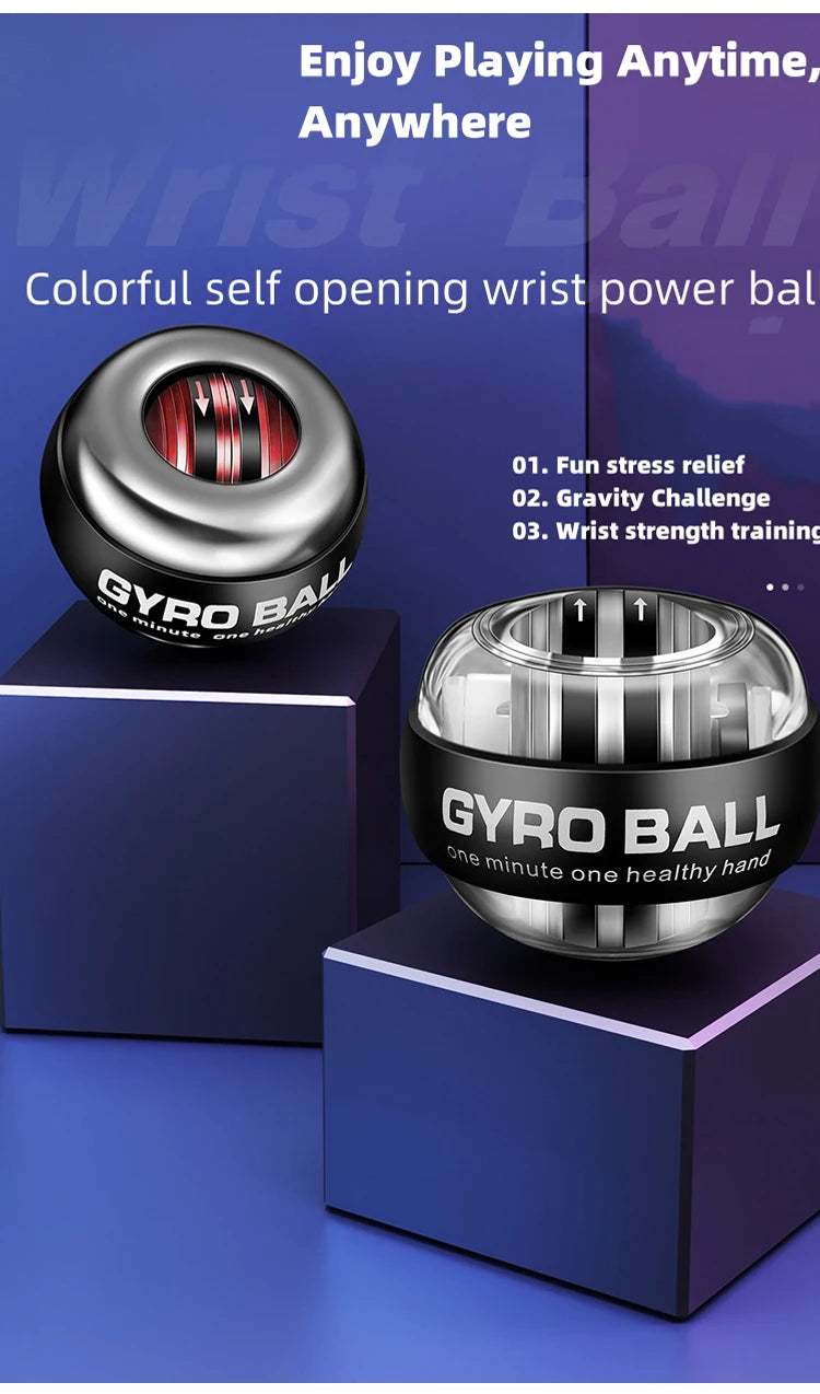 Gyroball Powerball Forearm Exerciser — Gyroscope Muscle Trainer for Wrist & Hand Fitness