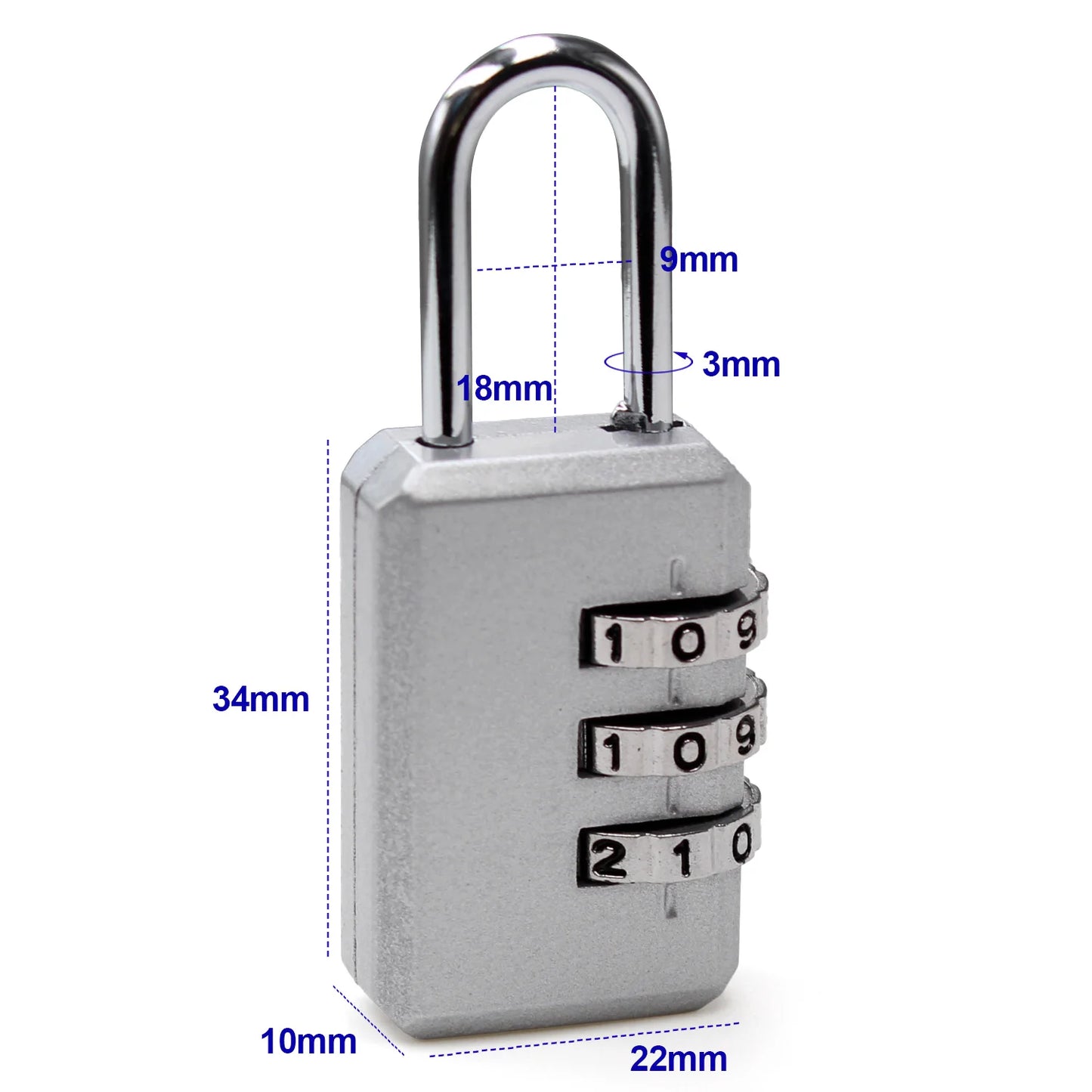 Small 3-Digit Combination Lock – Luggage, Backpack, Toolbox & Locker Padlock for Travel and Security
