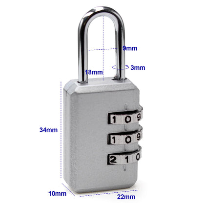 Small 3-Digit Combination Lock – Luggage, Backpack, Toolbox & Locker Padlock for Travel and Security