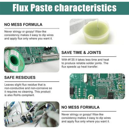 35-300g Solder Paste Rosin Flux | No Clean Soldering Flux for Electronics & Circuit Boards