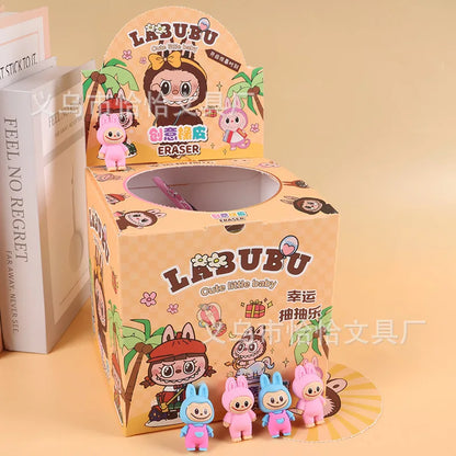 32PCS Labubu Eraser Blind Box – Anime Cartoon Figure Erasers for Kids’ School Supplies