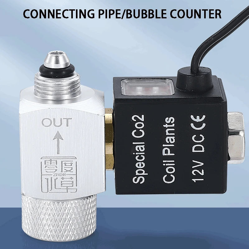 ZRDR Aquarium CO2 Solenoid Valve Regulator – 110V-220V Electric Magnetic Valve for Fish Tanks, Low Temperature, EU/US DC12V