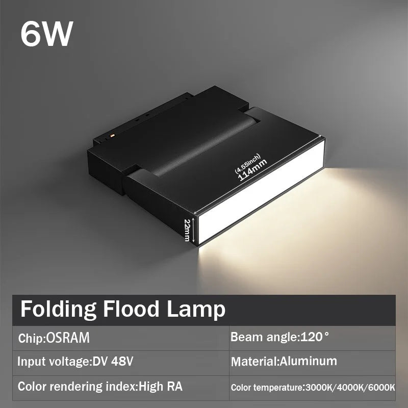 LED Magnetic Track Light Grille, Modern Embedded Flexible Linear Flood Lamp, DC48V Ceiling Spotlight for Indoor Living