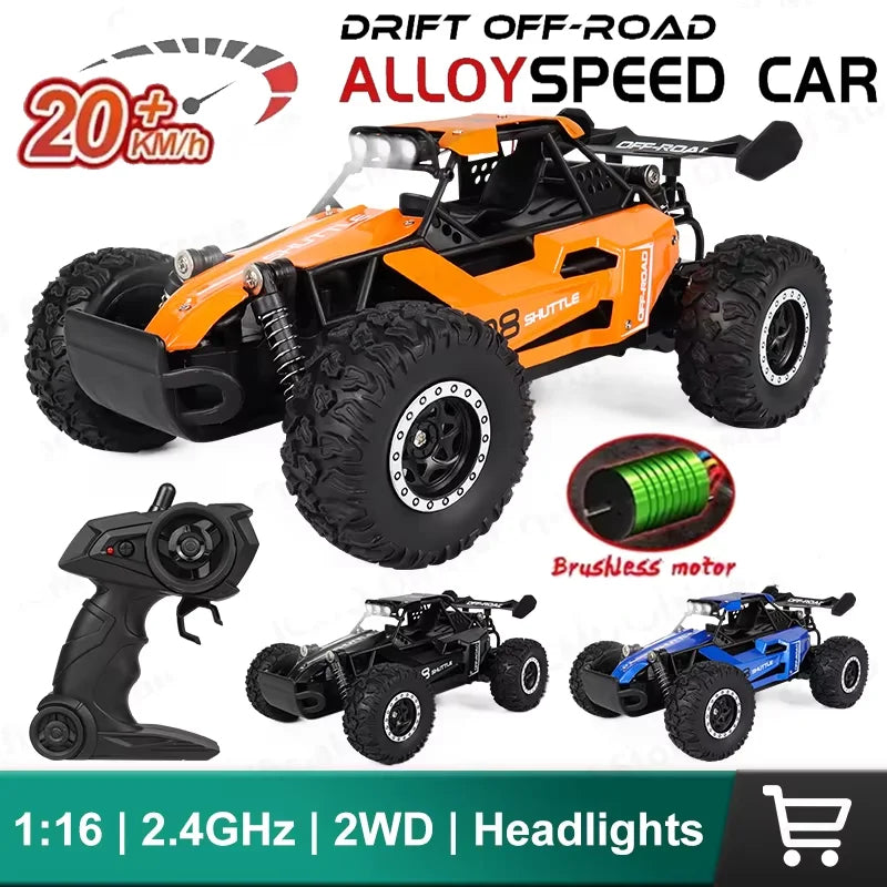 DK087 1:16 2WD Brushless High-Speed RC Drift Car – Off-Road Remote Control Truck with LED Lights, 20KM/H Racing Toy Model